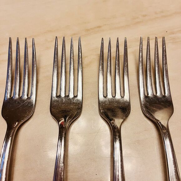 4pc Oneida Profile Oneidacraft Deluxe Stainless Flatware Dinner Fork 7 1/4 in - Picture 2 of 7